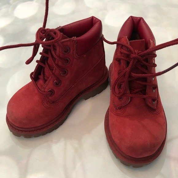 Timberland Other - Timberland Red Nubuck Toddler Boots Size 6